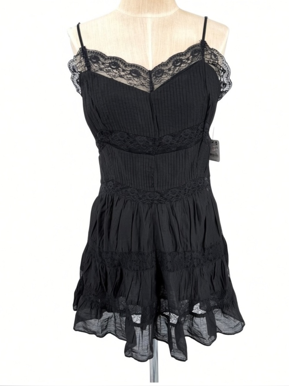 ❤️ NWT! Free People Somebody To Love Black Lace Inset Mini Dress XL - Picture 2 of 8